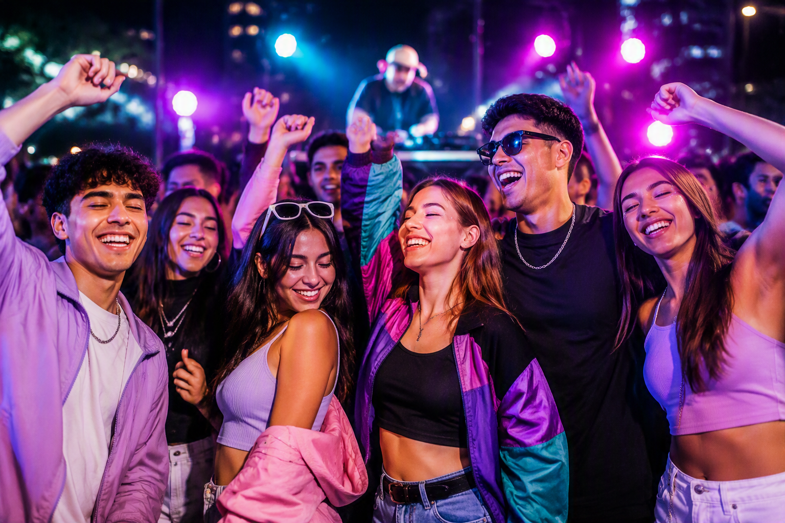 Jóvenes en una fiesta de Radio Préndete